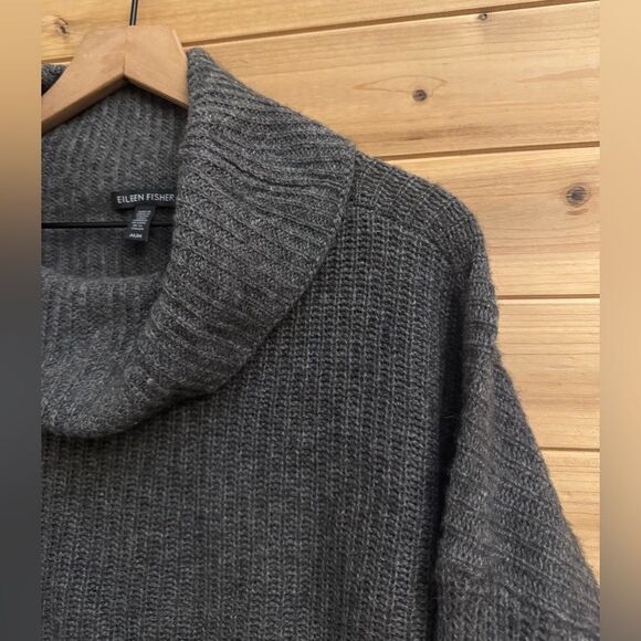 Eileen Fisher Size Medium Yam Wool Blend Funnel Cowlneck Boxy Sweater - Picture 4 of 11